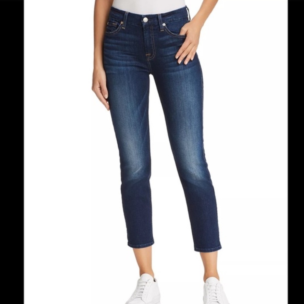7 For All Mankind Kimmie Crop Denim Jeans Size 29 Medium Wash 5 Pockets Design